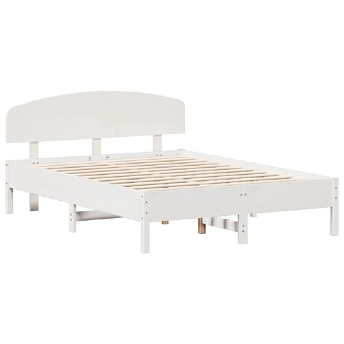 Vidaxl Cadre de lit avec tête de lit blanc 120x190 cm bois pin massif