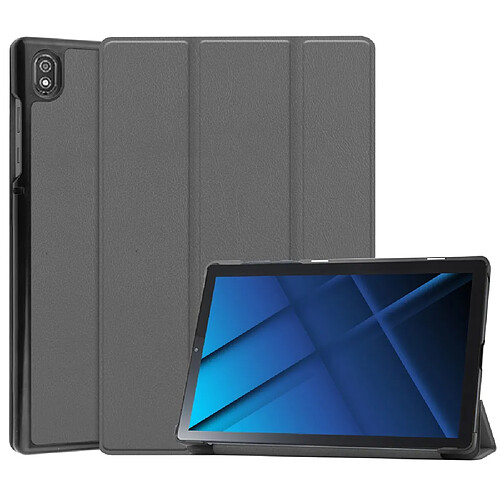 Etui en PU fonction veille/réveil automatique avec support gris pour votre Lenovo Tab 6