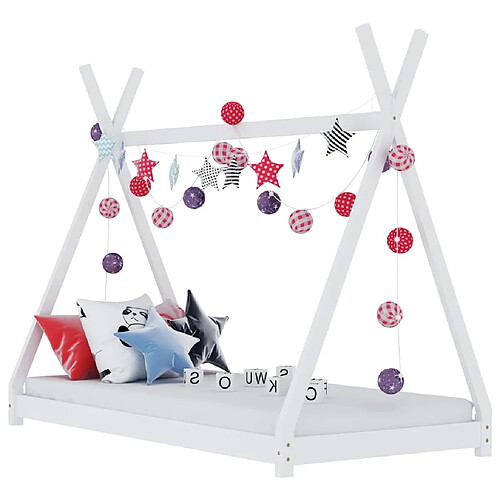 vidaXL Cadre de lit d'enfant Blanc Bois de pin massif 90 x 200 cm