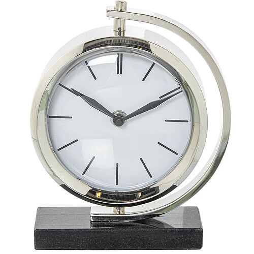 Horloge de table Alexandra House Living Noir Argenté Métal Marbre 20 x 16 x 5 cm