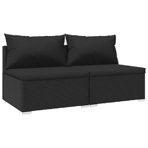 Maison Chic Salon de jardin 2 pcs avec coussins - Table et chaises d'extérieur - Mobilier/Meubles de jardin Moderne Résine tressée Noir -MN63217