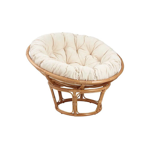 Aubry Gaspard Fauteuil papasan en rotin avec coussin écru.