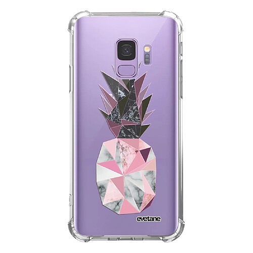 Coque Samsung Galaxy S9 anti-choc souple avec angles renforcés transparente Ananas geometrique marbre Evetane