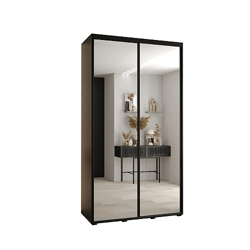 Abiks Meble Armoire à portes coulissantes Davos 2 H235.2 x L140 x P45 2 portes coulissante (Noir/Noir/Noir)