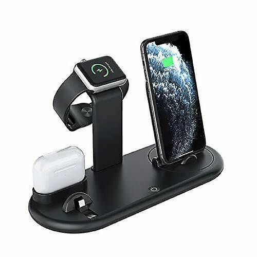 Chrono Station de charge sans fil 4 en 1 Dock Chargeur Stand pour Watch Air Pods iPhone,(noir)