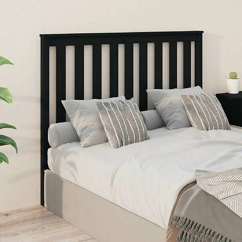 Maison Chic Tête de lit scandinave,Meuble de chambre Noir 146x6x101 cm Bois massif de pin -MN35972