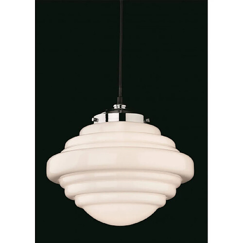 Luminaire Center Suspension Art verre blanc opale 1 ampoule 29cm