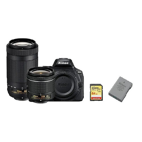 NIKON D5600 TWIN KIT AF-P 18-55MM F3.5-5.6G VR AF-P 70-300MM F4.5-6.3 ED VR DX (20062) + 64GB SD card + NIKON EN-EL14A Battery