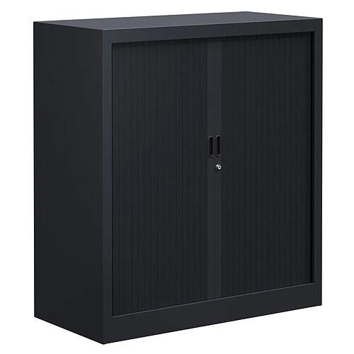 Pierre HENRY Armoire de bureau portes à rideaux 2 étagères anthracite.