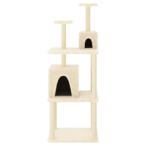 Helloshop26 Arbre à chat meuble tour grimper jouet grattage grattoir escalade plateforme avec griffoirs en sisal 167 cm crème 02_0022494