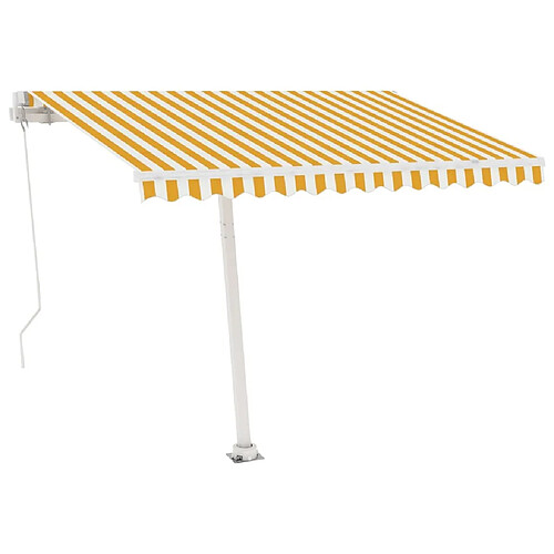 Maison Chic Auvent manuel rétractable,Store manuel de porte sur pied 300x250 cm Jaune/Blanc -GKD74152