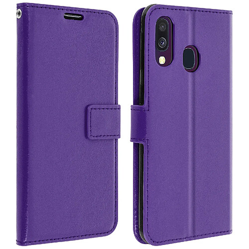 Avizar Housse Galaxy A40 Étui Portefeuille Rangements Cartes Fonction Support violet