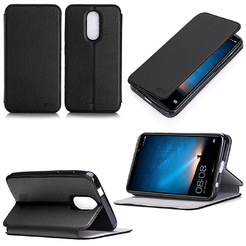 Etui luxe Huawei Mate 10 LITE 4G noir Ultra Slim Style Cuir avec stand - Housse coque de protection smartphone Huawei Mate 10 Lite - Accessoires pochette XEPTIO case