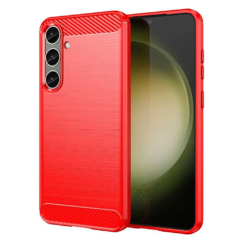 Htdmobiles Coque pour Samsung Galaxy S24 Plus 5G - housse etui silicone gel carbone + verre trempe - ROUGE