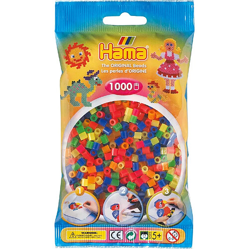 HAMA Perles à repasser en sachet, env. 1000 pc 6 couleurs