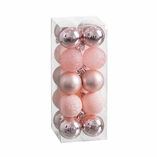 BigBuy Christmas Boules de Noël Rose 5 x 5 x 5 cm (20 Unités)