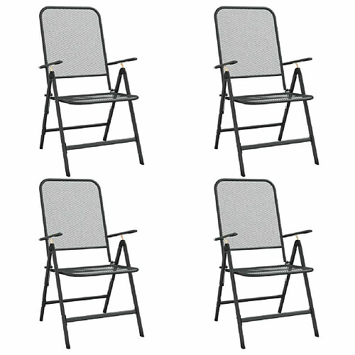 Maison Chic Lot de 4 Chaises pliables de jardin - Fauteuil d'extérieur Maille métallique Anthracite -MN84766