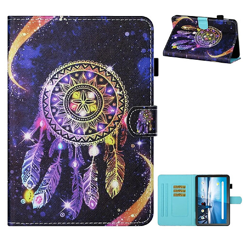 Etui en PU impression de motifs avec support et porte-cartes attrapeur de rêves pour votre Lenovo Tab M10 TB-X605F/X505F