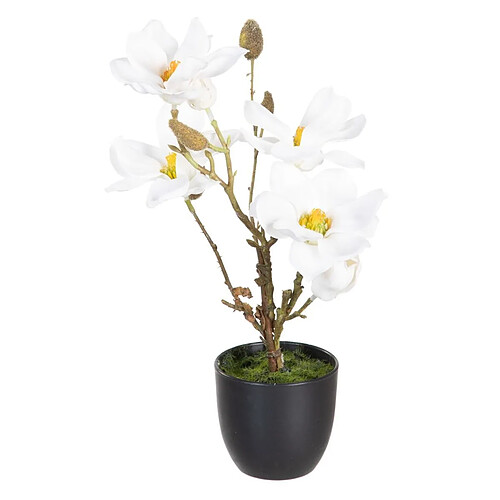 BigBuy Home Plante décorative Polyester Polyéthylène Fer 22 x 22 x 38 cm Magnolia