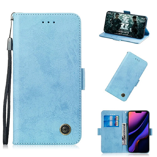 Wewoo Coque Pour iPhone 11 Pro Etui à rabat rétro en cuir avec fente carte et support bleu