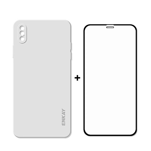 Coque en silicone colle complète liquide 0.26mm 9H 2.5d souple blanc pour votre Apple iPhone XS Max