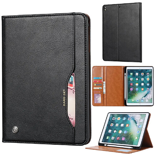 Etui en PU auto-absorbé avec support et fente pour stylo noir pour votre Apple iPad 10.2 (2019)