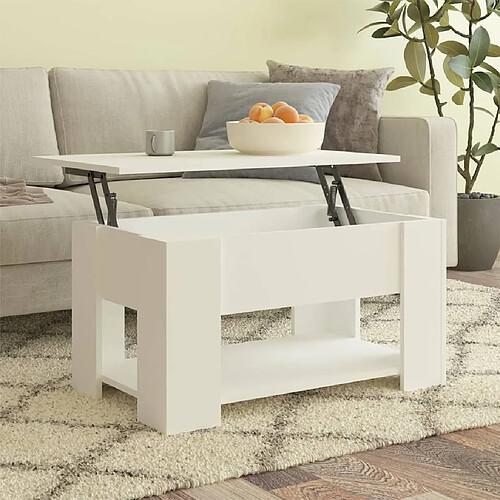 Maison Chic Table basse,Table Console Table d'appoint, Table pour salon Blanc 79x49x41 cm Bois d'ingénierie -MN24094