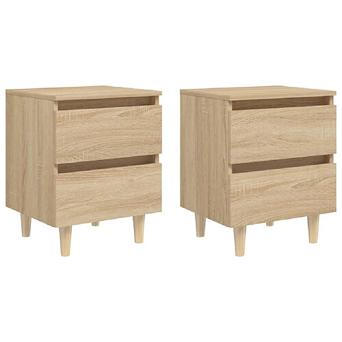 vidaXL Tables de chevet pieds en pin 2 pcs chêne sonoma 40x35x50 cm