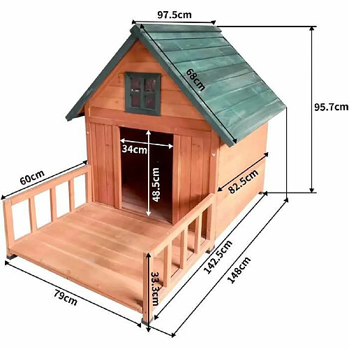 Nobex Niche en sapin LAIKA - 96x150x110cm - Pour chien - Bois