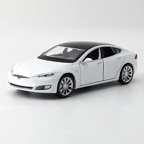 Universal (Modèle X Blanc) 1: 32 Modèle de voiture en alliage à six portes Modèle Tesla X avec des lumières simulées et des jouets musicaux pour les cadeaux des enfants