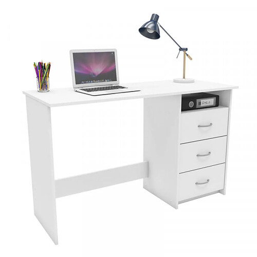 Dansmamaison Bureau 1 niche 3 tiroirs Blanc - ROUSSEAU