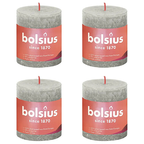 Bolsius Bougies pilier rustiques Shine 4 pcs 80x68 mm Gris sableux