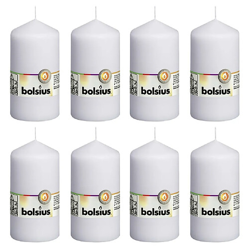 Bolsius Bougies pilier 8 pcs 130x68 mm Blanc