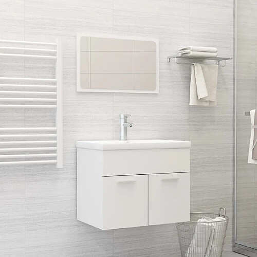 Maison Chic Ensemble de meubles de salle de bain,Armoire rangement Bain Blanc Aggloméré -MN31054