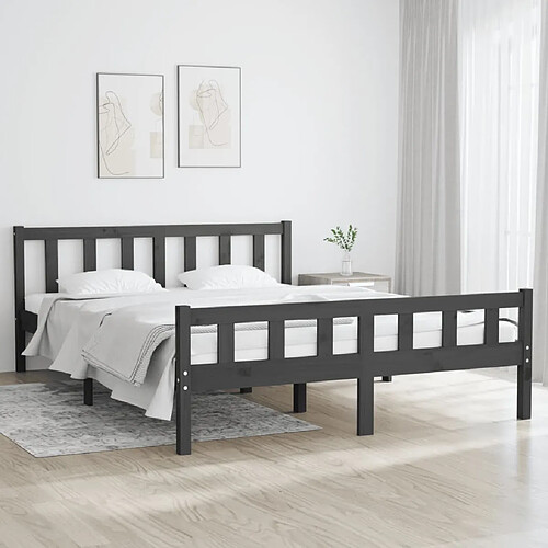 Maison Chic Lit adulte - Lit simple Cadre de lit,Structure du lit Contemporain Gris Bois massif 120x200 cm -MN38433