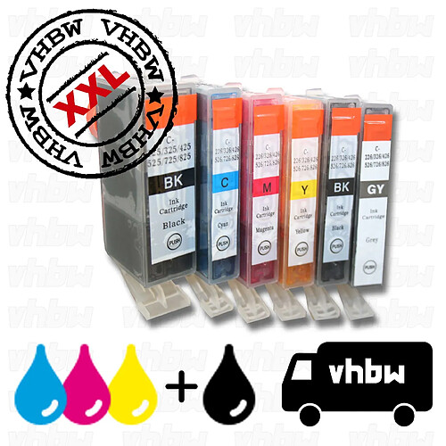 Vhbw 6x cartouches compatibles pour imprimante Canon Pixma MG8240, MG8250