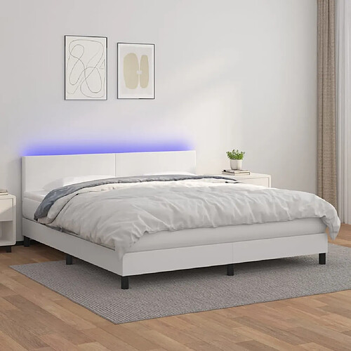 vidaXL Sommier à lattes de lit avec matelas et LED Blanc 180x200 cm