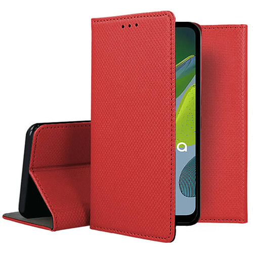 Htdmobiles Housse pour Motorola Moto E13 - etui coque pochette portefeuille + verre trempe - ROUGE MAGNET