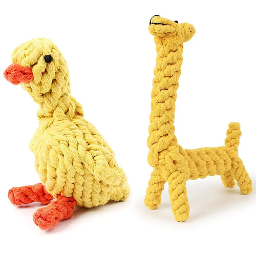 Jouet Chien Corde Coton Nœud Jouets à Mâcher Ennui Chien Corde Canard Girafe 2 Paquets Jouet à Mâcher Nettoyage des Dents Jouet Interactif Entraînement Animaux de Compagnie