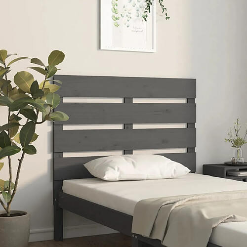 vidaXL Tête de lit Gris 100x3x80 cm Bois massif de pin