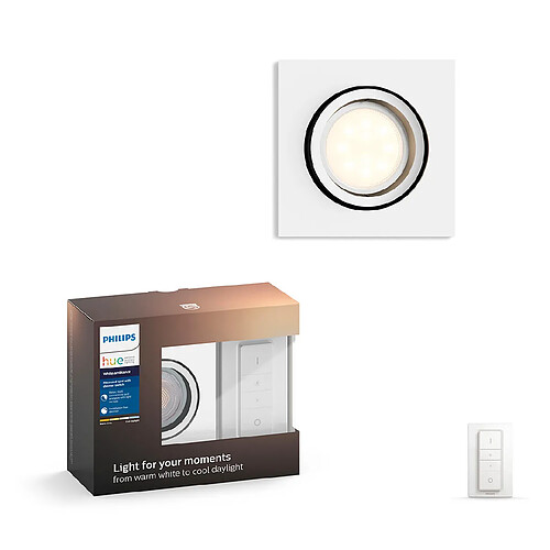 Philips Hue White Ambiance MILLISKIN Spot encastré carré 1x5.5W - Blanc (télécommande incluse)