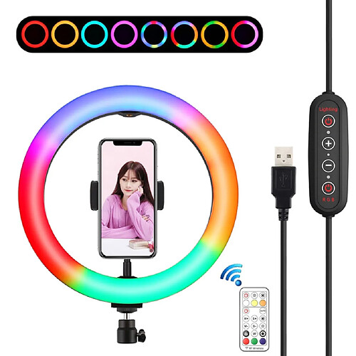 10.2 '' 26cm LED Dimmable Vlogging Video Ring Light Avec Support De Clip De Téléphone