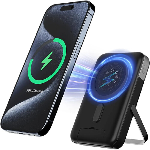 SANAG Batterie Externe Magnétique, Wireless Charger Powerbank 10000 Mah, Batterie Magnétique Sans Fil 22.5W Avec Support Pliable, Affichage Led, Pour Iphone 15/14/13/12 Série