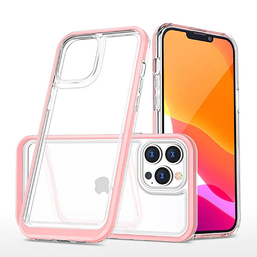 Coque en TPU + acrylique clair anti-empreintes digitales, anti-rayures hybride rose pour votre Apple iPhone 13 Pro 6.1 pouces