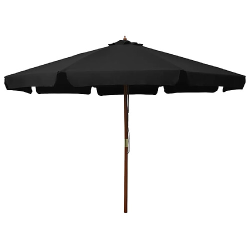 ComfortXL Parasol D'extérieur Avec Mât En Bois 330 Cm Noir