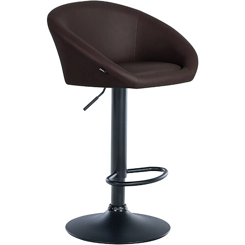 Decoshop26 Tabouret de bar assise pivotante à 360° hauteur réglable en PVC marron piètement en métal noir 10_0004765