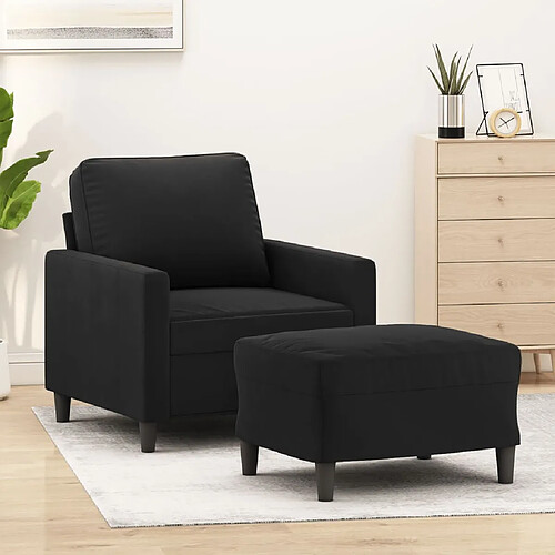 vidaXL Fauteuil avec repose-pied Noir 60 cm Velours