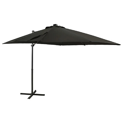 ComfortXL Parasol Déporté Avec Mât Et Lumières LED Noir 250 Cm