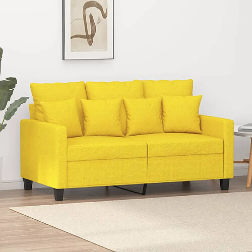 vidaXL Canapé à 2 places Jaune clair 120 cm Tissu