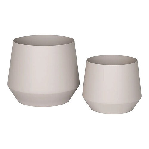 EPIKASA Lot de 2 Pots à Plantes Trofa, Beige, Métal, 25x25x21 cm